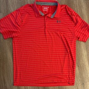 Under Armour Men's Red and Gray Polo Shirt